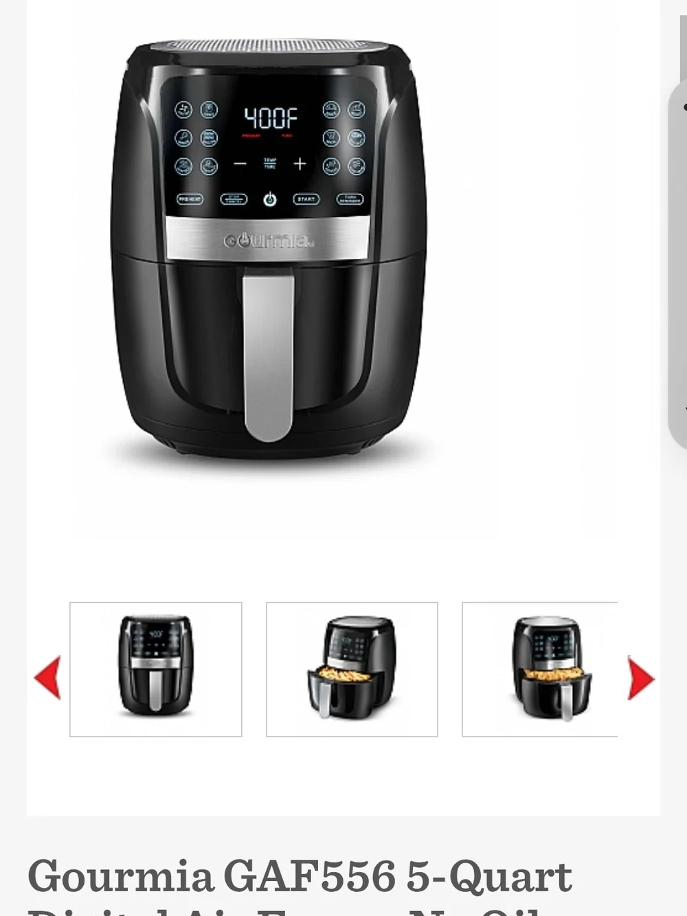 Gourmia Digital Air Fryer - Black
